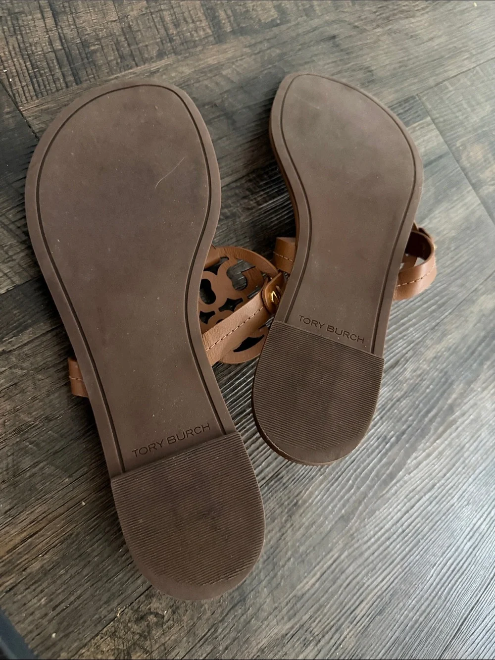 Tory Burch Brown Miller Logo Thong Sandals - Picture 3 of 6